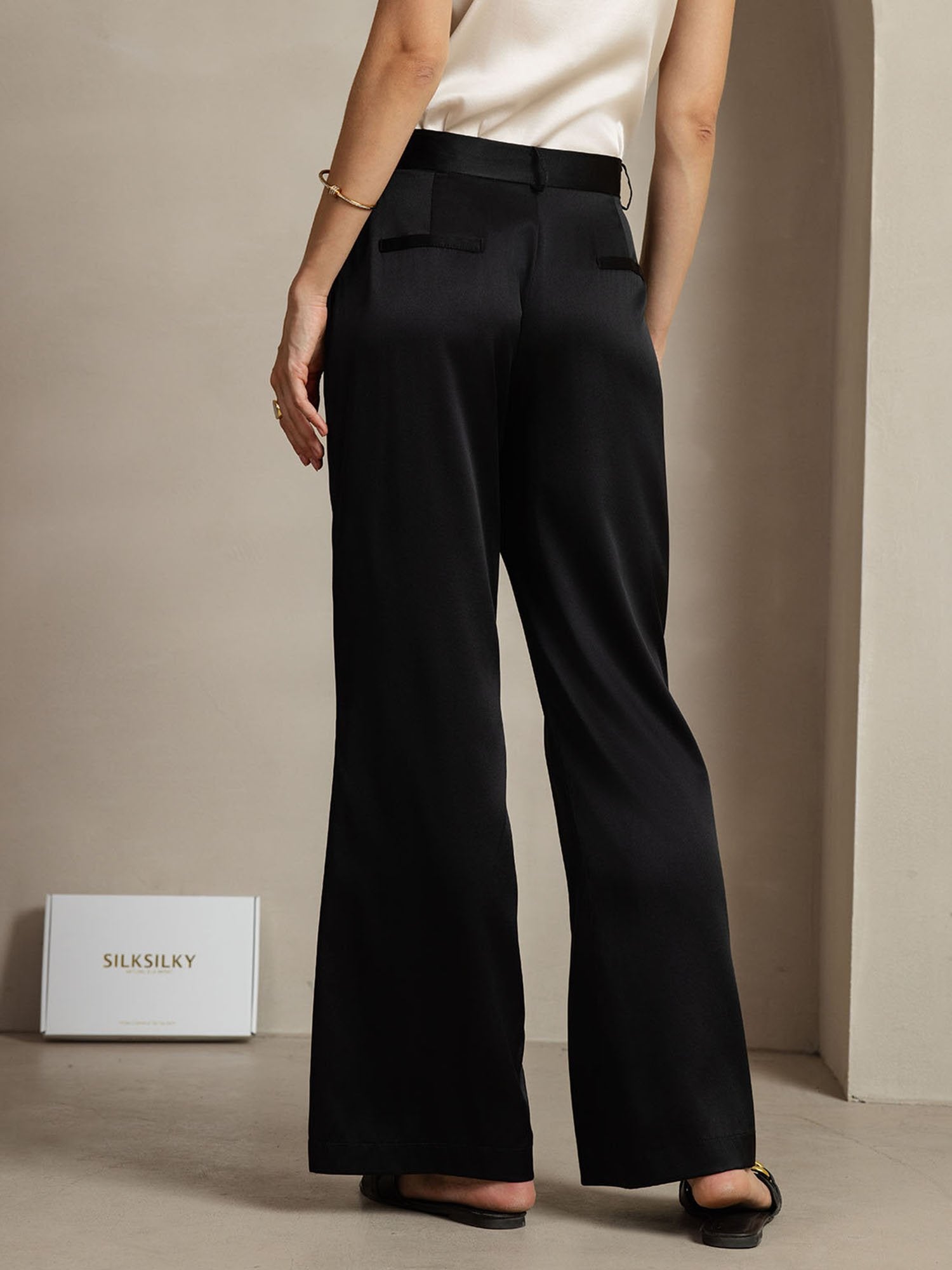 [Black] SilkSilky-UK 19Momme Silk Womens Pants 002