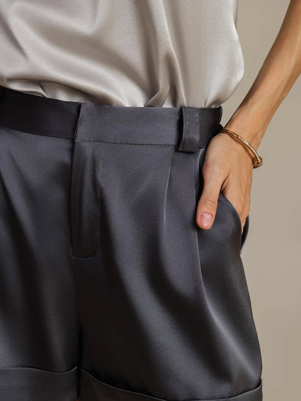 [Dark Gray] SilkSilky-UK 19Momme Silk Womens Shorts 004