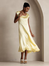 [Light Yellow] SilkSilky-UK Cap Sleeve Dress 004