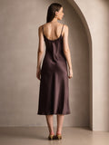 SilkSilky-UK Pure Silk Sleeveless Round Neck Dress Coffee 002