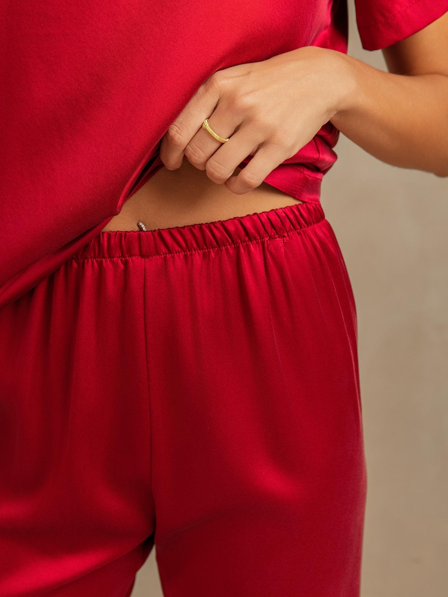 [Wine] SilkSilky-UK 19Momme Washable Silk Womens Pajamas 005