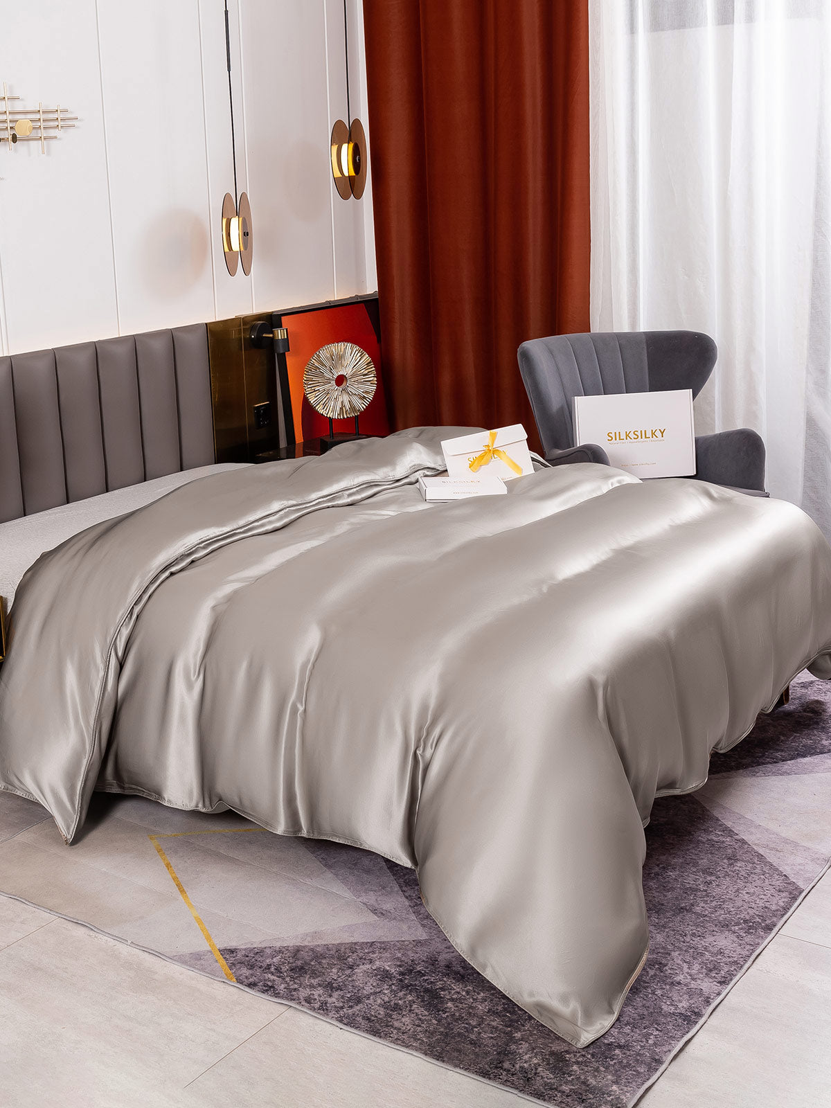 [Gray] SilkSilky-UK 19Momme Pure Silk Duvet Cover 003