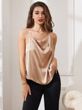 SilkSilky UK Pure Silk Sleeveless Cowl Neck Camisole Champagne 007