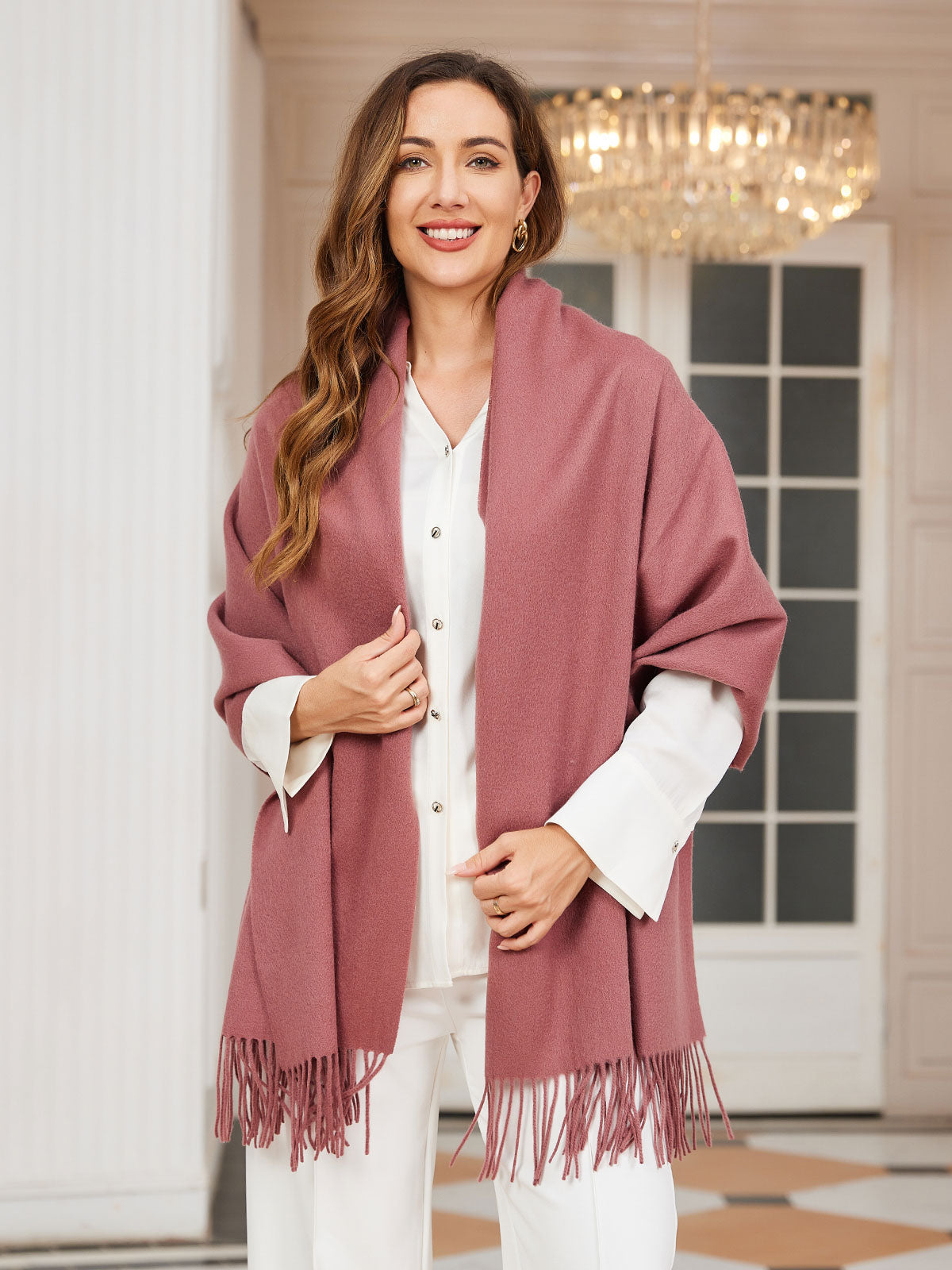 [Pale Mauve] SilkSilky-UK Wool Scarf 002