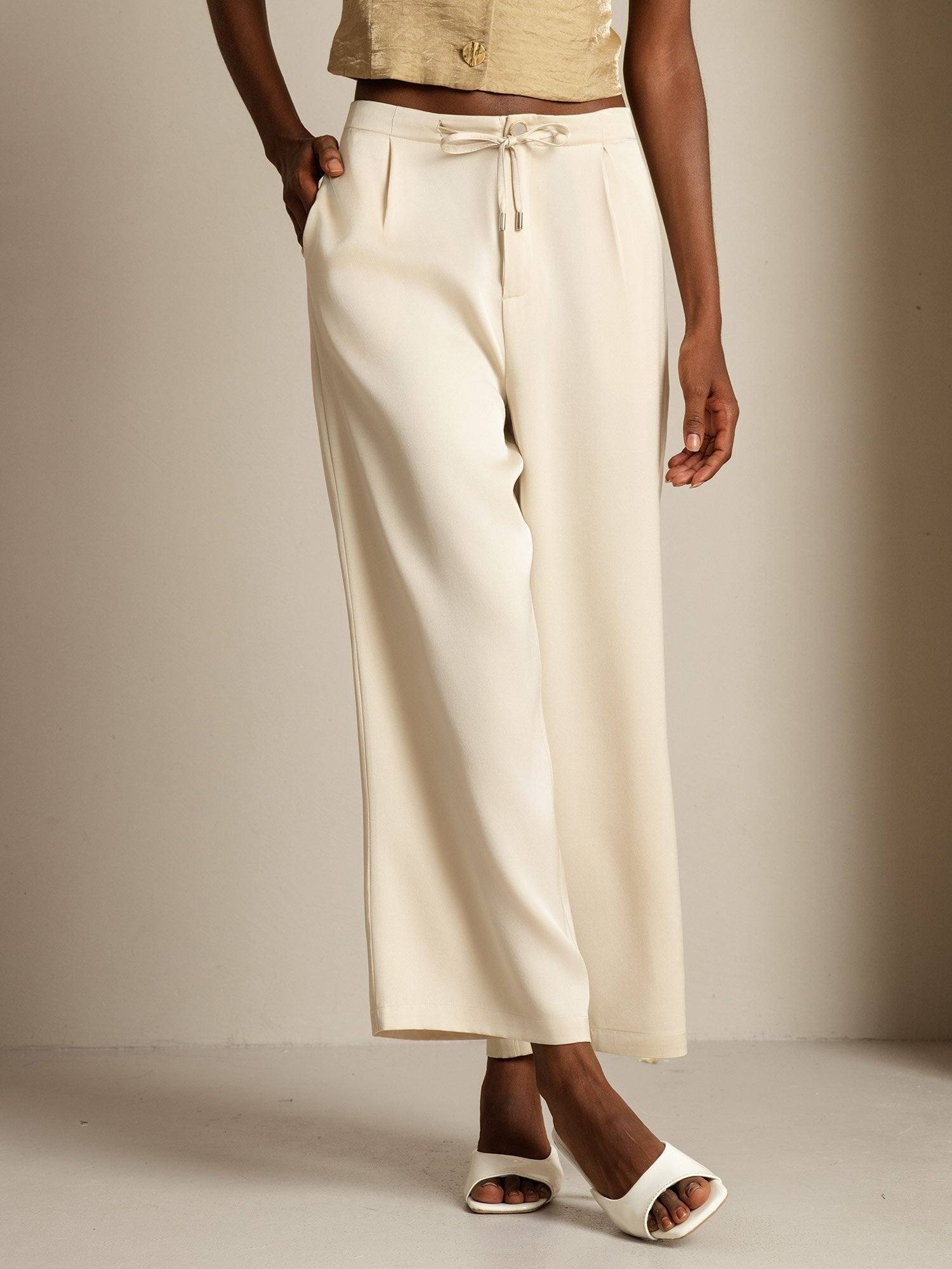 [Beige] SilkSilky-UK 19Momme Silk Womens Pants 003