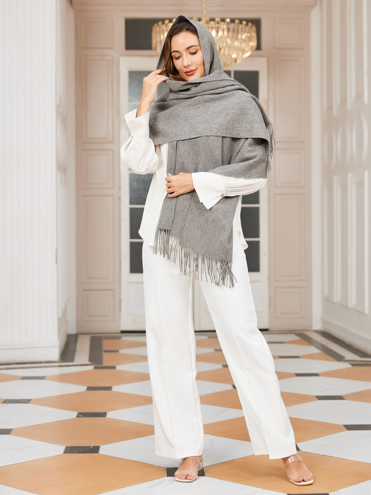 [Gray] SilkSilky-UK Wool Scarf 003