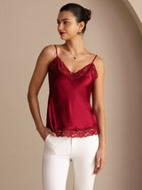 [Wine] SilkSilky-UK Spaghetti Strap V Neck Camisole 001
