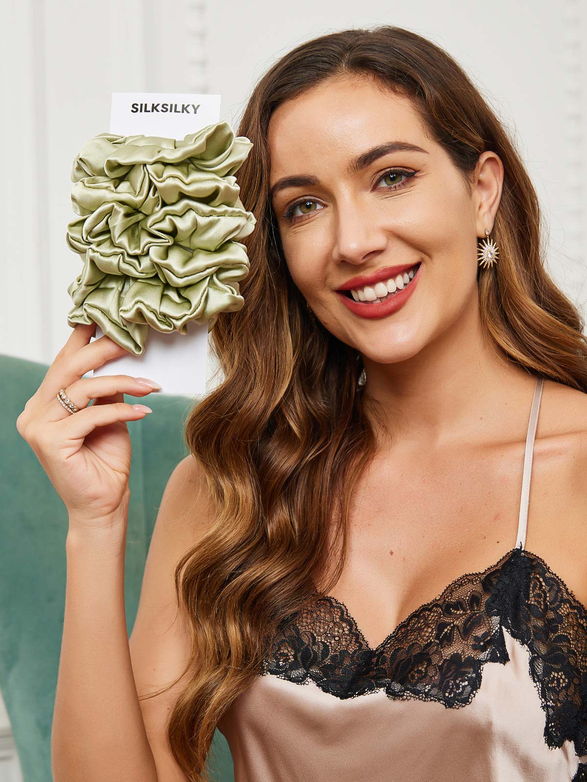 [Mint Green] SilkSilky-UK 19Momme Pure Silk Scrunchie 002