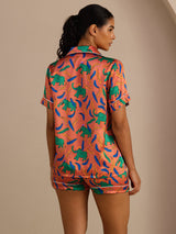 [Clay Elephant] SilkSilky-UK Short Sleeve Lapel Collar Women's Pyjamas 002