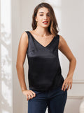 SilkSilky UK Pure Silk Sleeveless V Neck Camisole Black 004