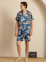 [Navy Dragon] SilkSilky-UK Short Sleeve Lapel Collar Men's Pyjamas 007