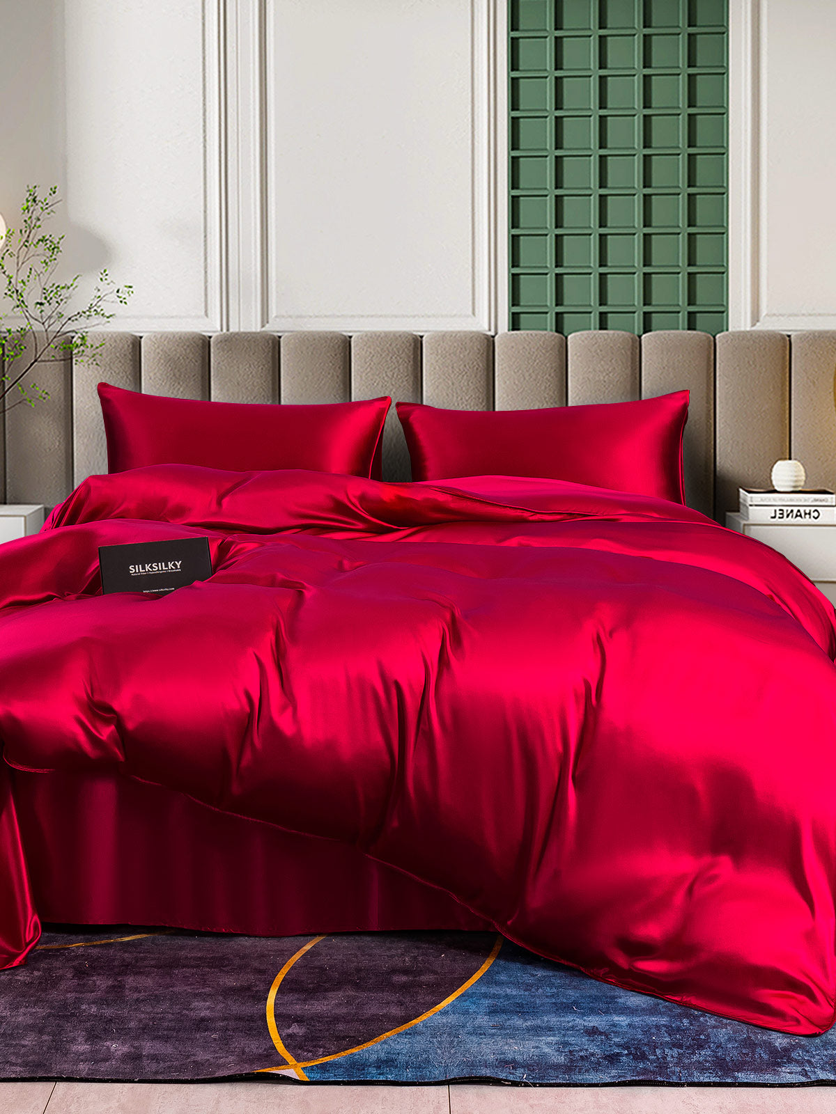 SilkSilky UK 25Momme Pure Silk Bedding Set Wine 001