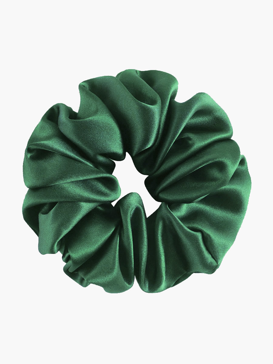 SilkSilky-UK 19Momme Pure Silk Scrunchie DarkGreen 003