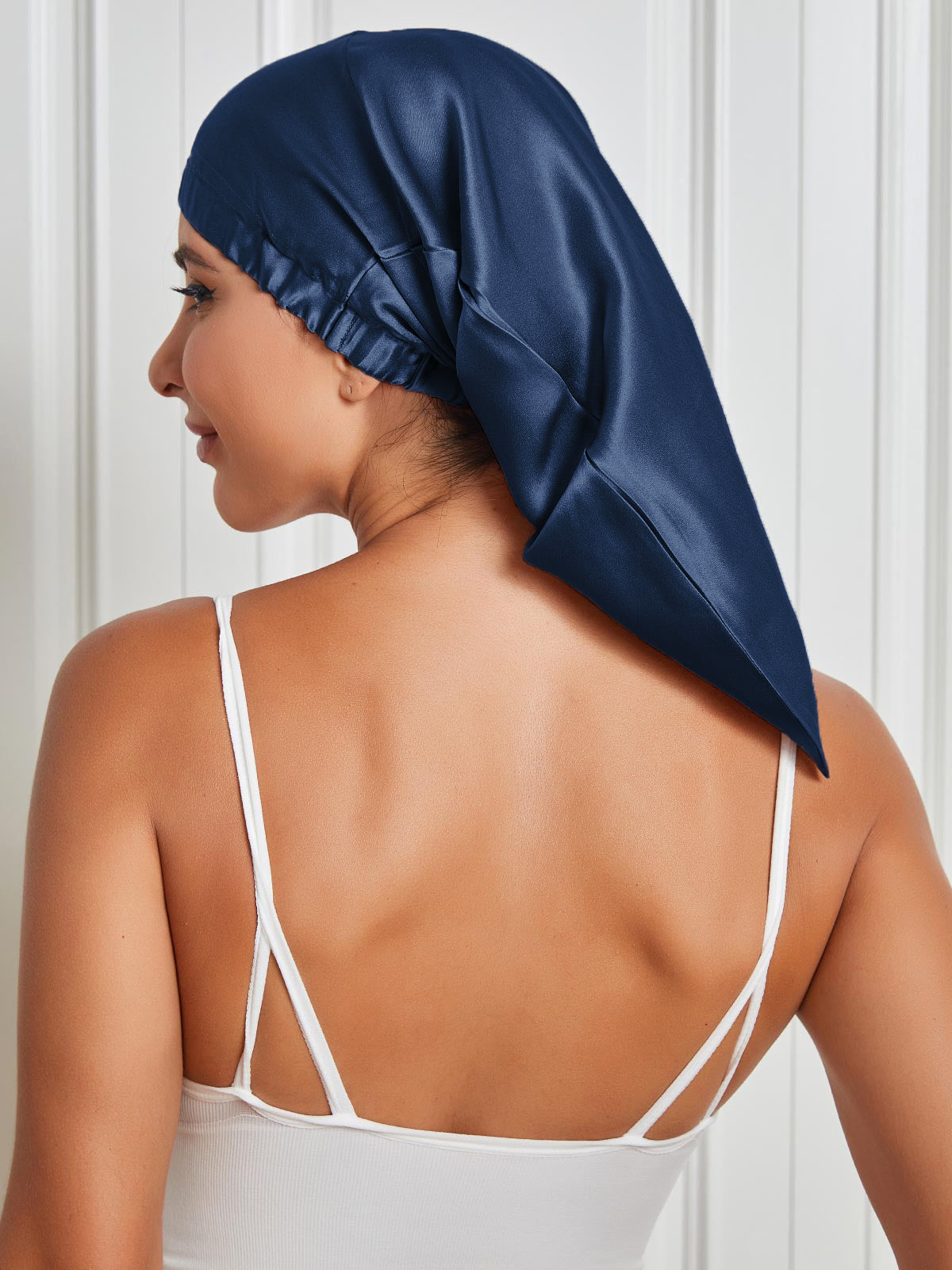 SilkSilky-UK Pure Silk Sleep Cap DarkBlue 001