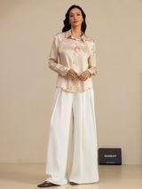 [Champagne] SilkSilky-UK Long Sleeve Lapel Collar Women's Shirt 008