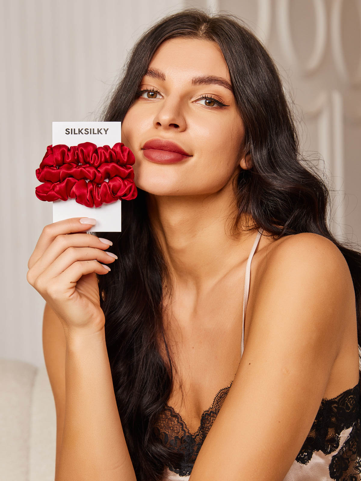 [Red] SilkSilky-UK 19Momme Pure Silk Scrunchie 002