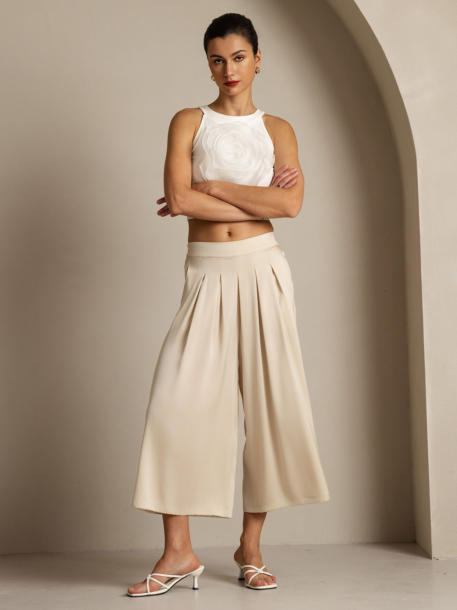 [Beige] SilkSilky-UK 19Momme Silk Womens Pants 008