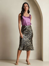 [Leopard] SilkSilky-UK 19Momme Pure Silk Skirt 001,
