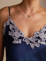 [Dark Blue] SilkSilky-UK Spaghetti Strap V Neck Camisole 005