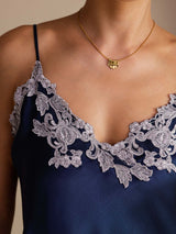 [Dark Blue] SilkSilky-UK Spaghetti Strap V Neck Camisole 005
