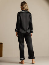 [Black] SilkSilky-UK Long Sleeve Notch Collar Women's Pyjamas 002