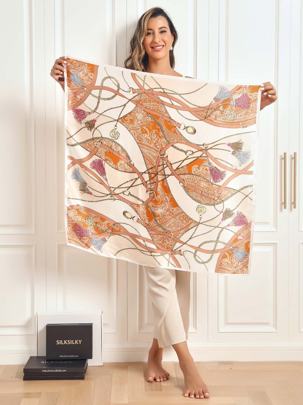 SilkSilky-UK Pure Silk Scarf P003 002