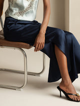 [Dark Blue] SilkSilky-UK 19Momme Silk Split Women's Pants 006,