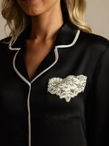 [Black] SilkSilky-UK Pure Silk Collar Nightshirt 004