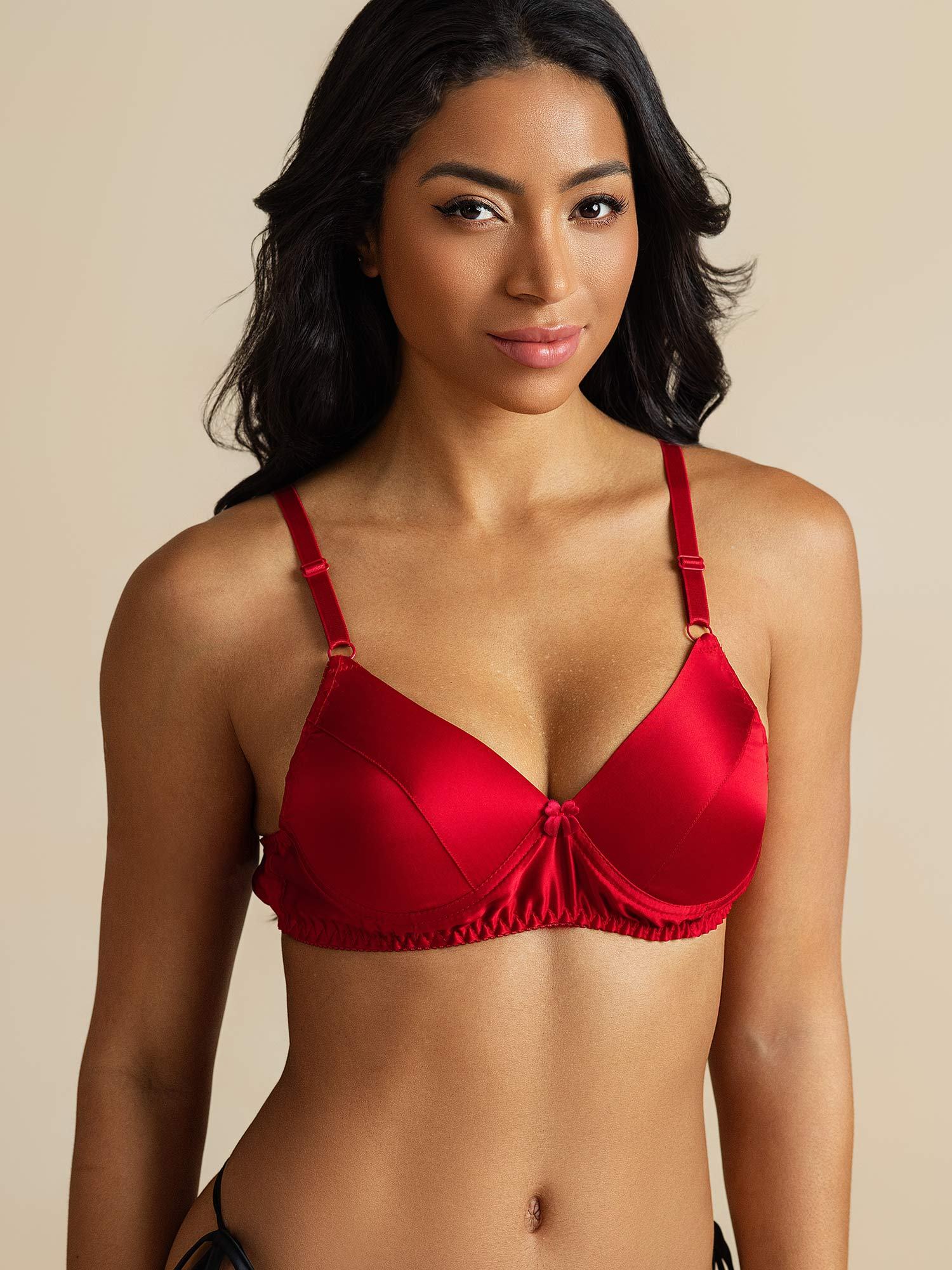 [Red] SilkSilky-UK Pure Silk Bra 001,