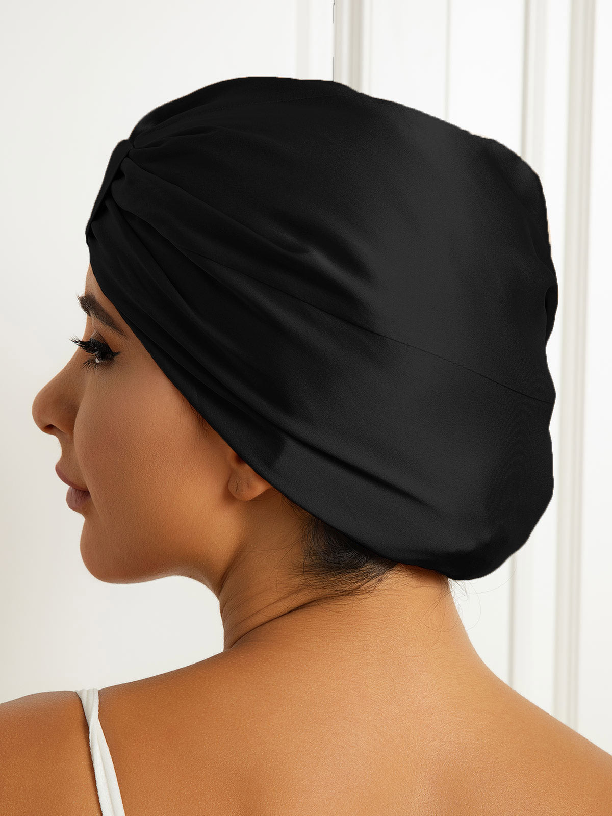 SilkSilky-UK Pure Silk Sleep Cap Black 004