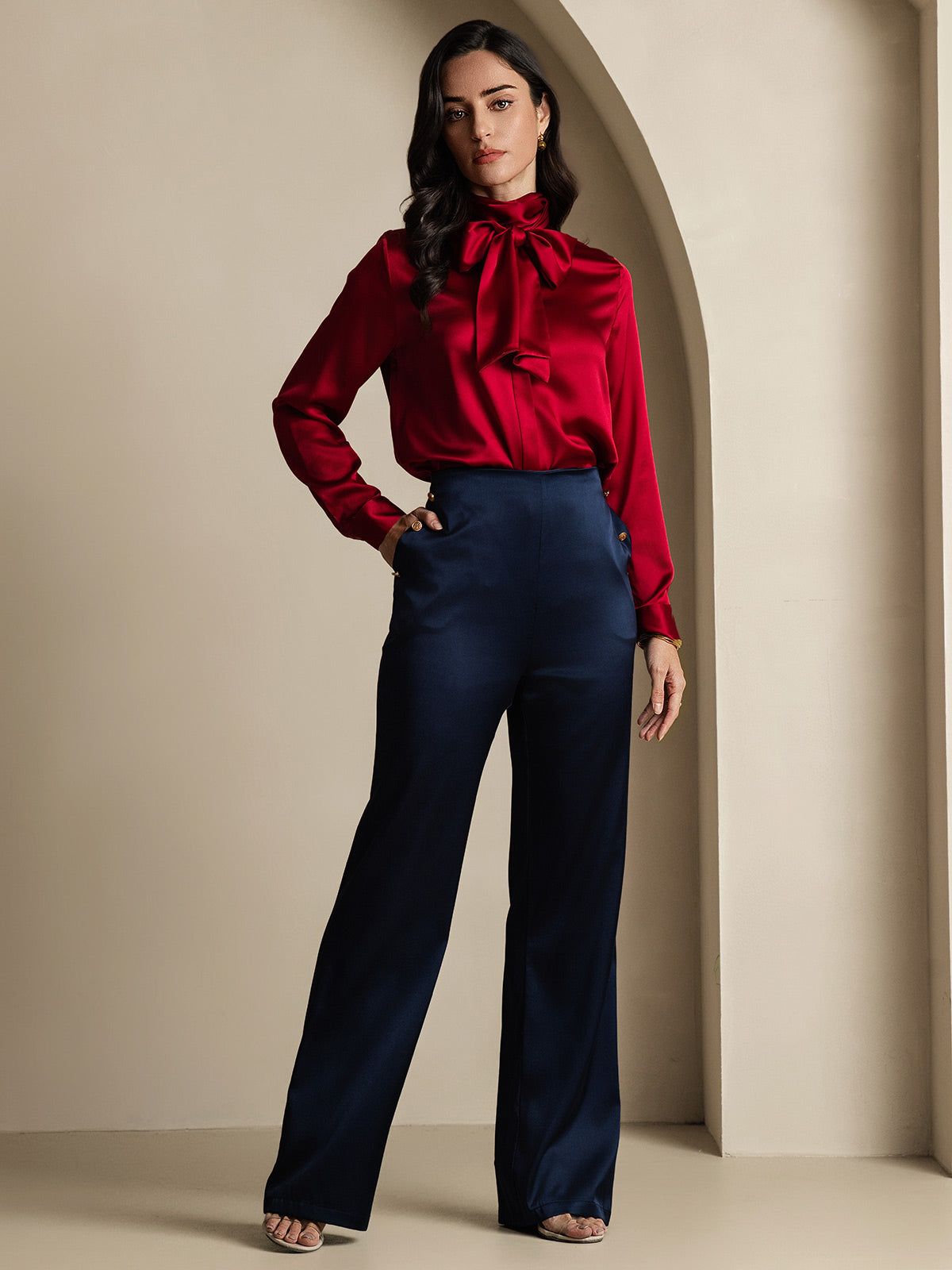 [Dark Blue] SilkSilky-UK 19Momme Silk Womens Pants 001