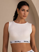 [White] SilkSilky-UK Sleeveless Crew Neck Camisole 001