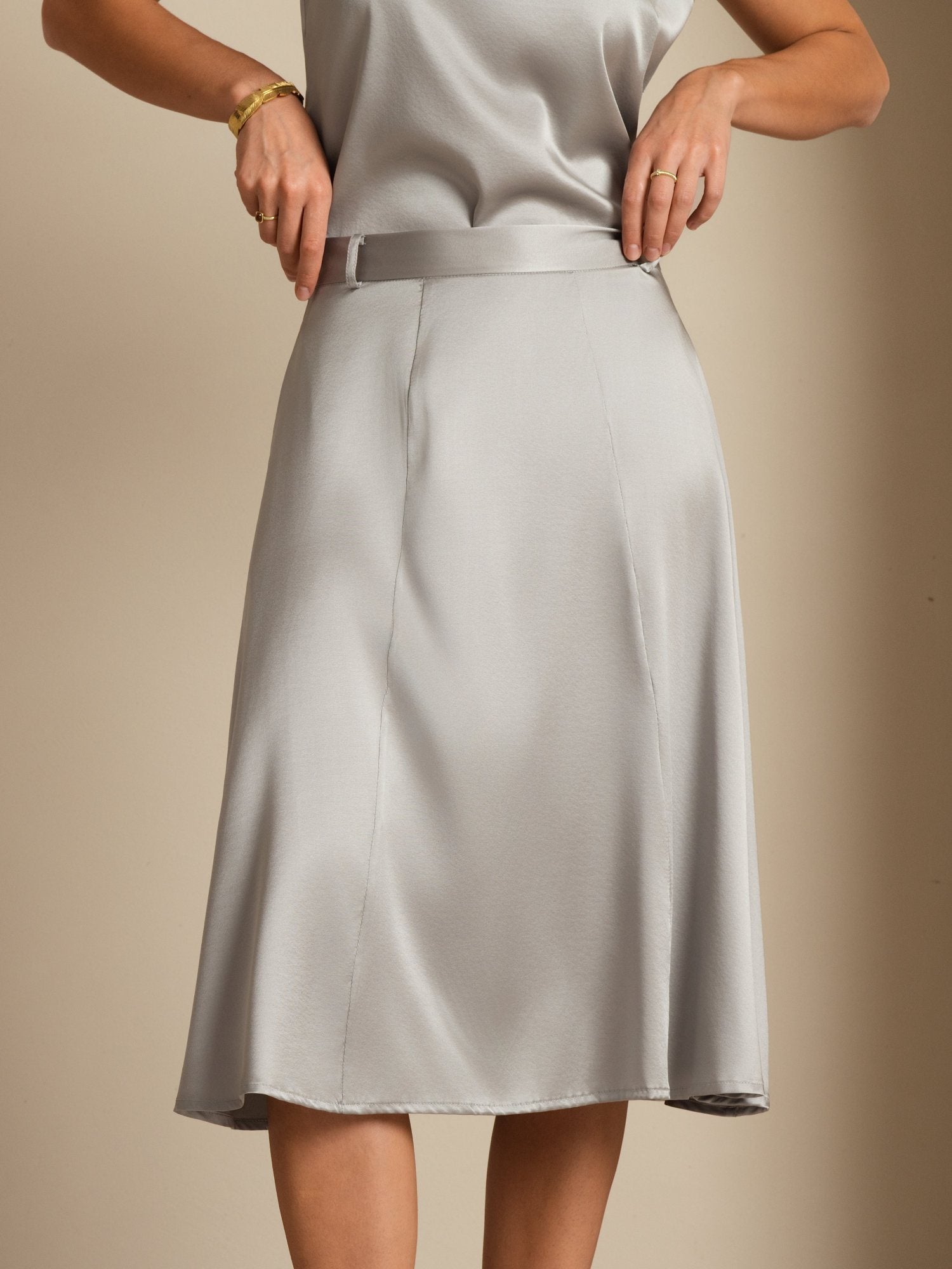 [Griffin Gray] SilkSilky-UK 19Momme Stretch Silk Charmeuse Skirt 004