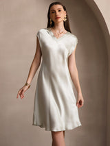 [Light Green] SilkSilky-UK Cap Sleeve V Neck Nightdress 004