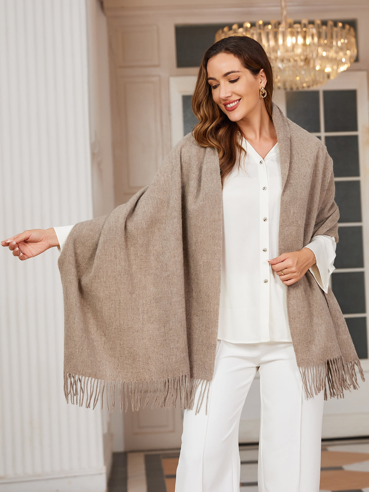[Dark Khaki] SilkSilky-UK Wool Scarf 004