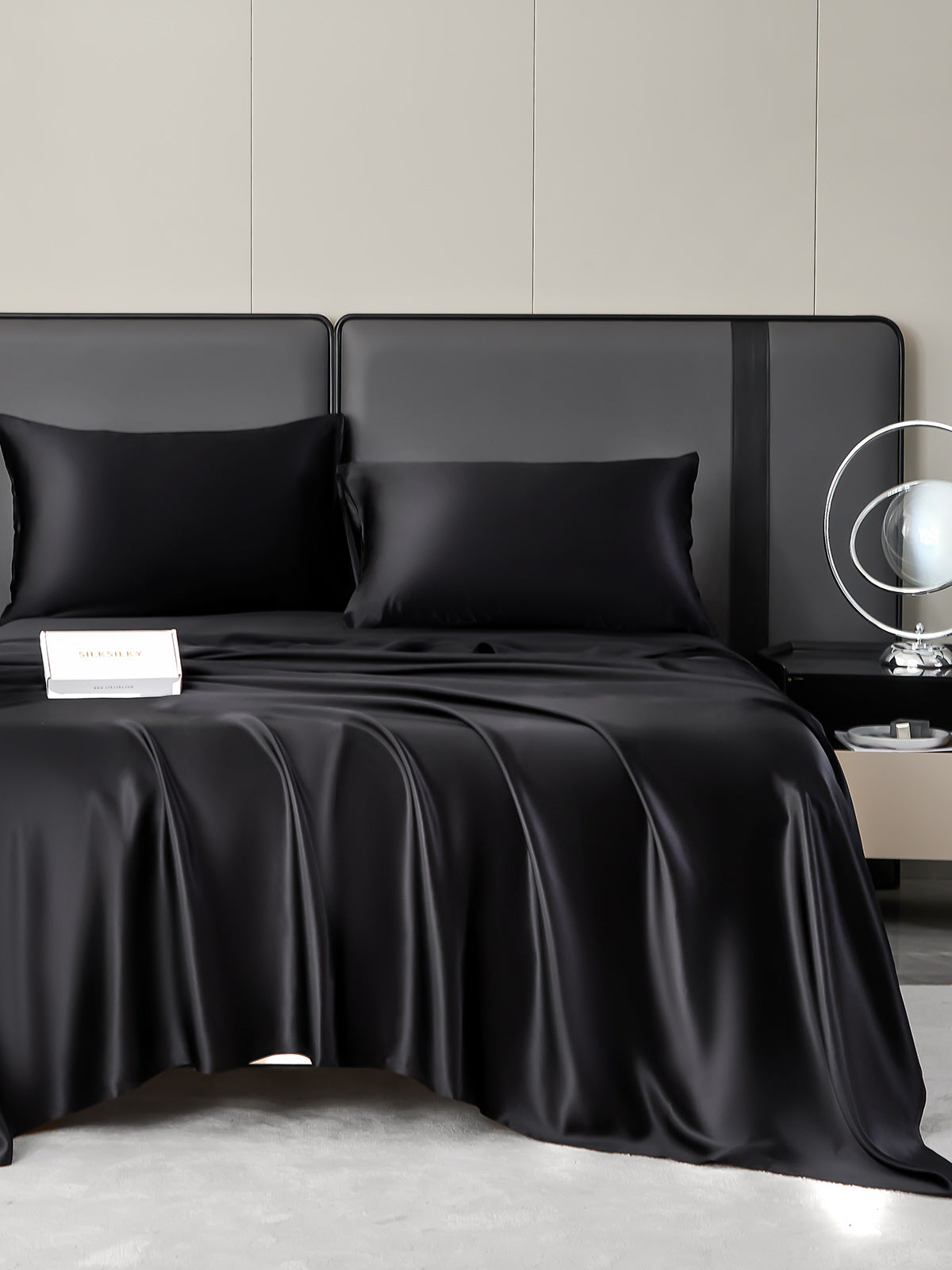 [Black] SilkSilky-UK 19Momme Pure Silk Bedding Set 002
