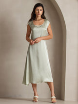 [Light Green] SilkSilky-UK Cap Sleeve Dress 005