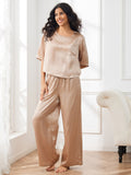 SilkSilky-UK-Pure-Silk-Half-Sleeve-Round-Neck-Women's-Pyjamas-Champagne-006