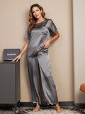 SilkSilky UK Pure Silk Short Sleeve Womens Pajamas DarkGray 005