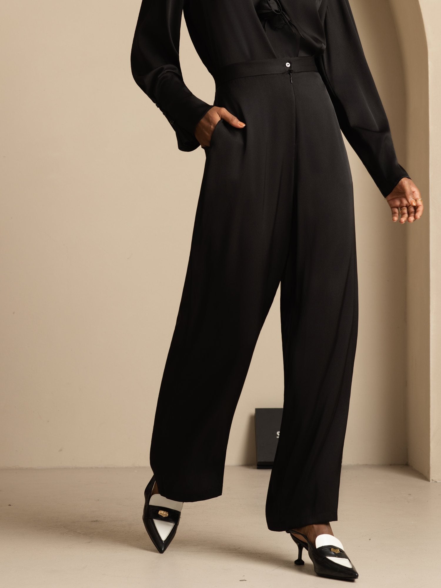 [Black] SilkSilky-UK 19Momme Silk Womens Pants 004