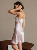 SilkSilky-UK Pure Silk V Neck Dress Pink 008