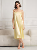 SilkSilky-UK 19Momme Silk Sleeveless Dress LightYellow 001