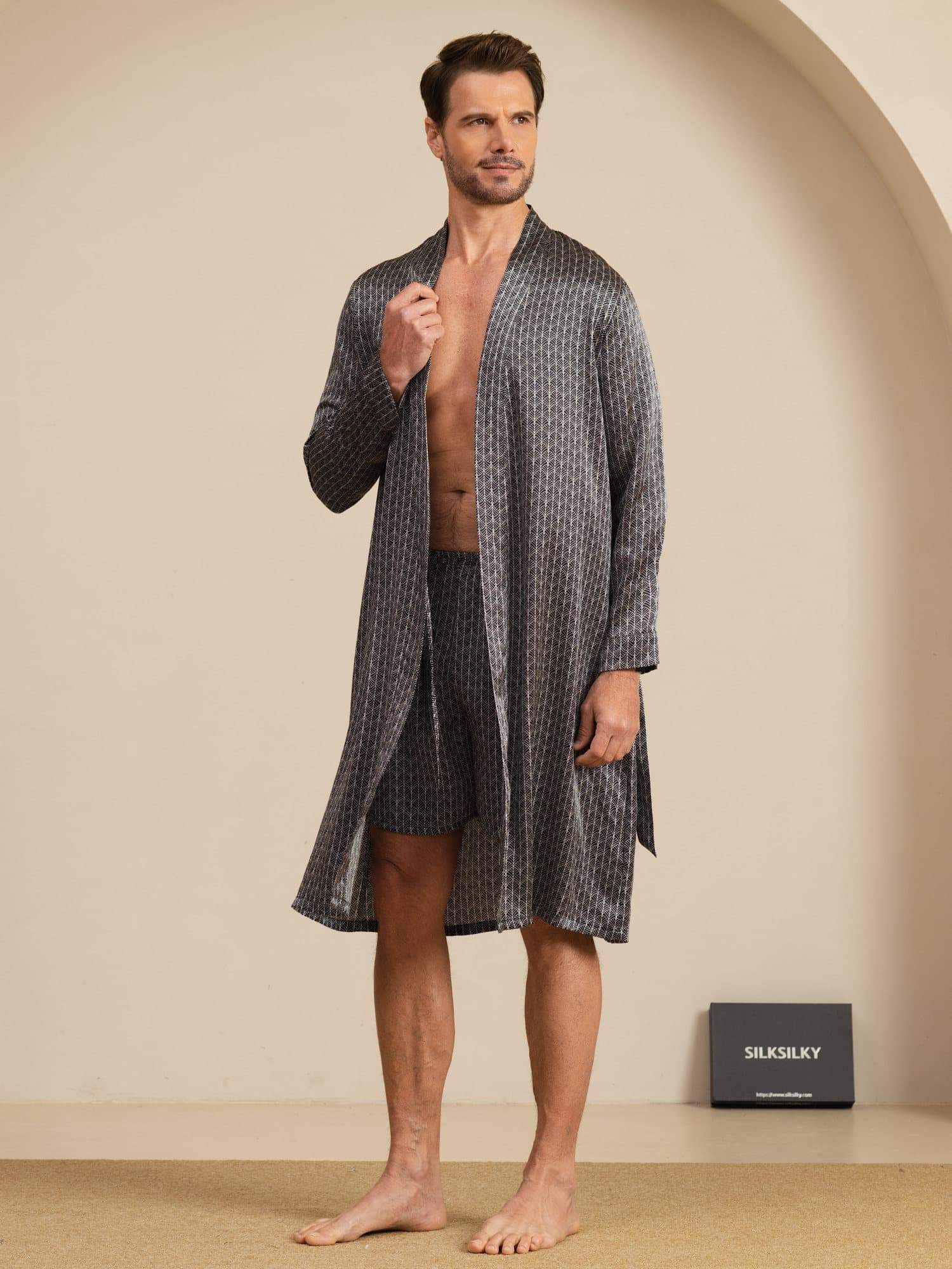 [Black Ginkgo] SilkSilky-UK Long Sleeve Men's Pyjamas 001