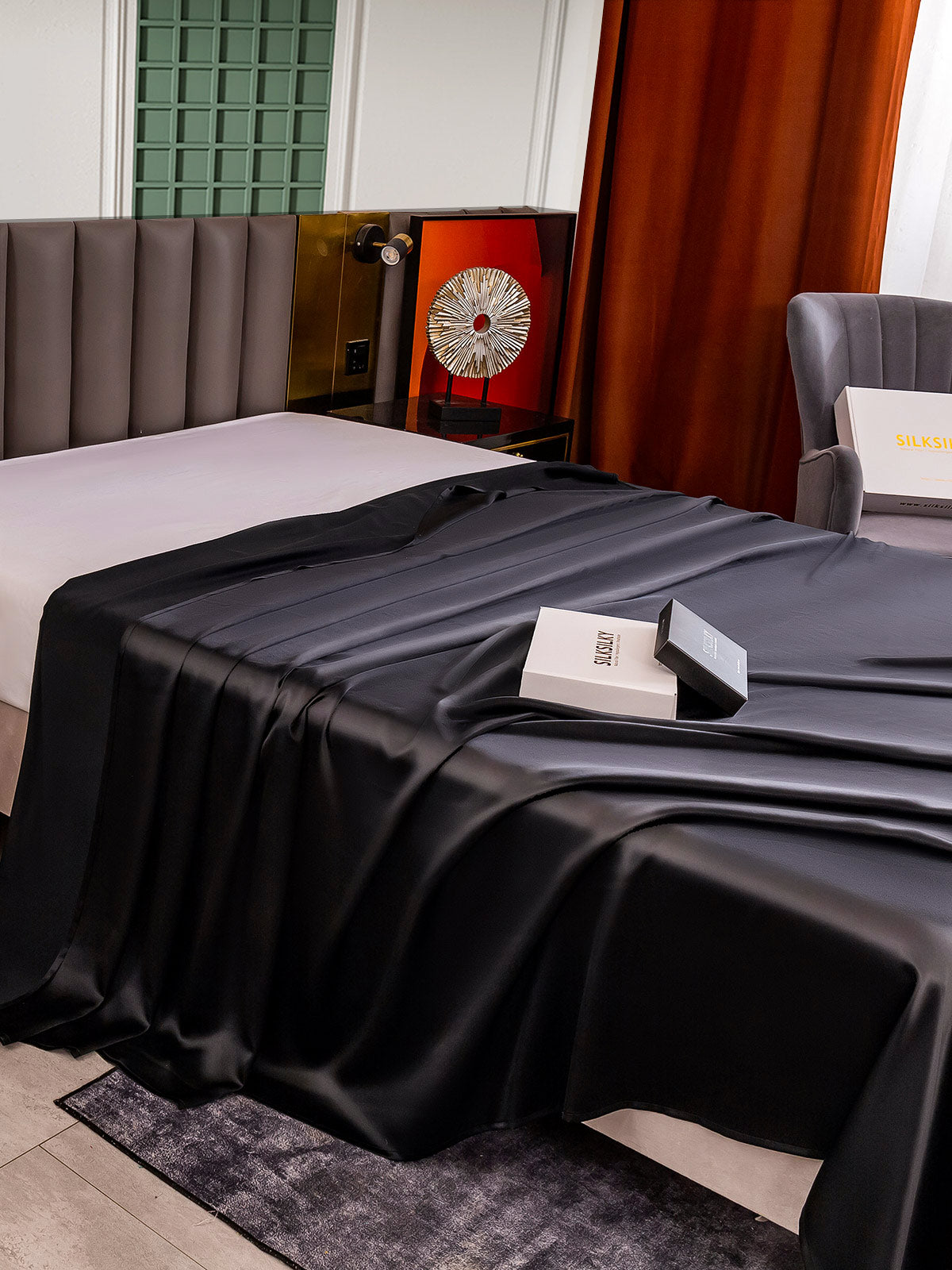[Black] SilkSilky-UK 25Momme Pure Silk Sheet 004