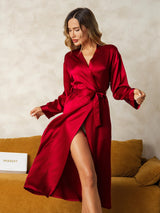 [Wine] SilkSilky-UK Long Sleeve Women's Dressing Gown 001