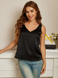 SilkSilky UK Pure Silk Sleeveless V Neck Camisole Black 006