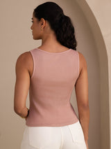 [Pink] SilkSilky-UK Sleeveless Round Neck Camisole 002