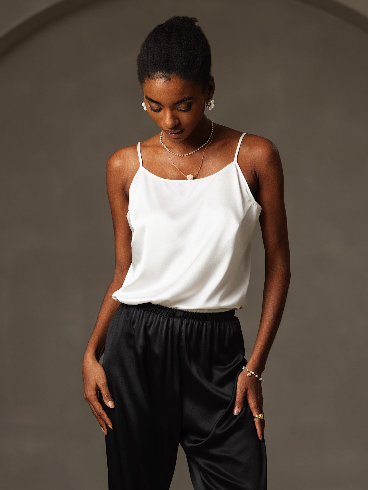 [White] SilkSilky-UK 19Momme Silk Camisoles 005