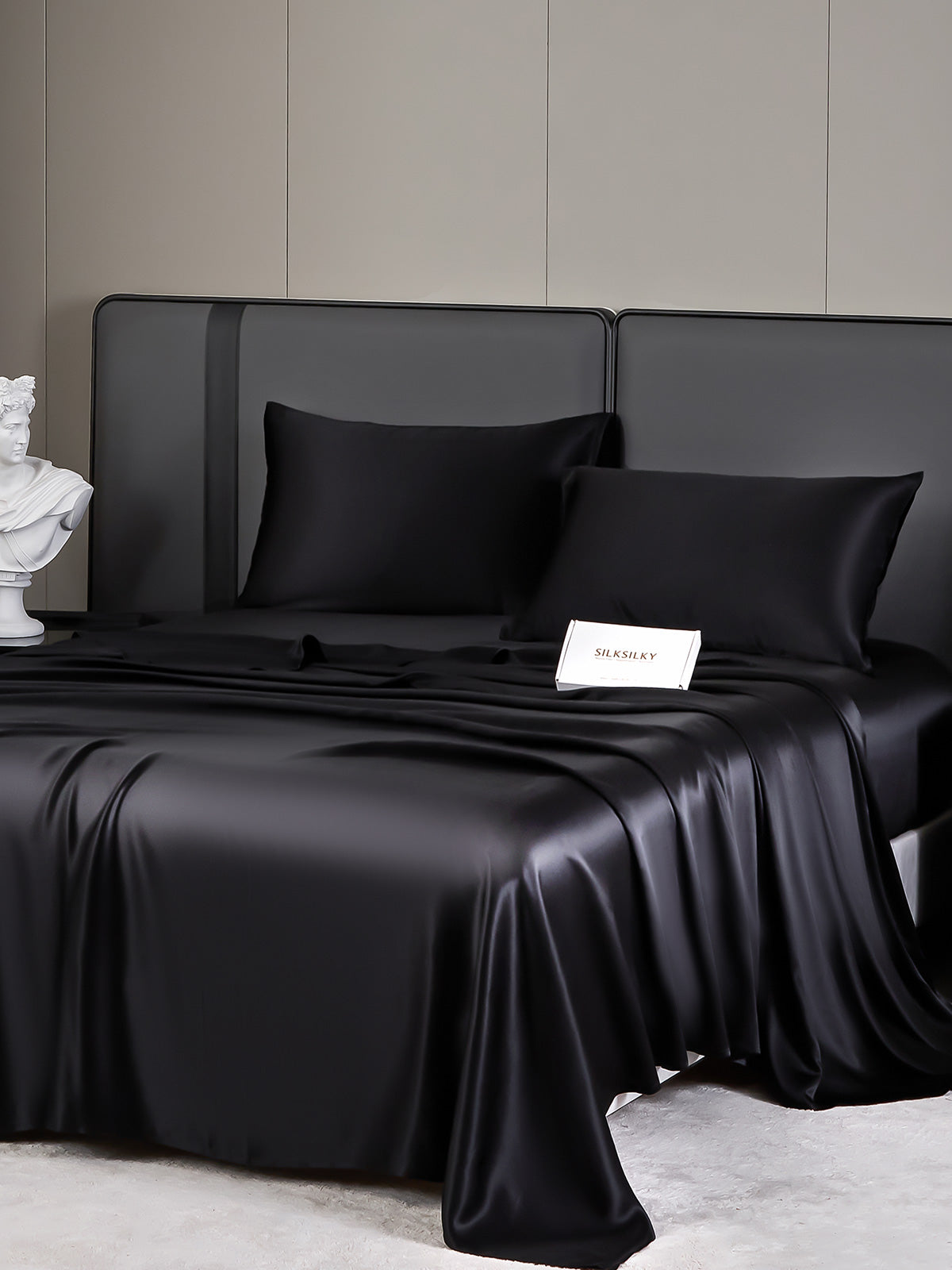 [Black] SilkSilky-UK 19Momme Pure Silk Bedding Set 005