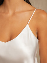 [White] SilkSilky-UK Spaghetti Strap V Neck Camisole Set 008